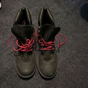 Timberland Black Boots with Red Laces